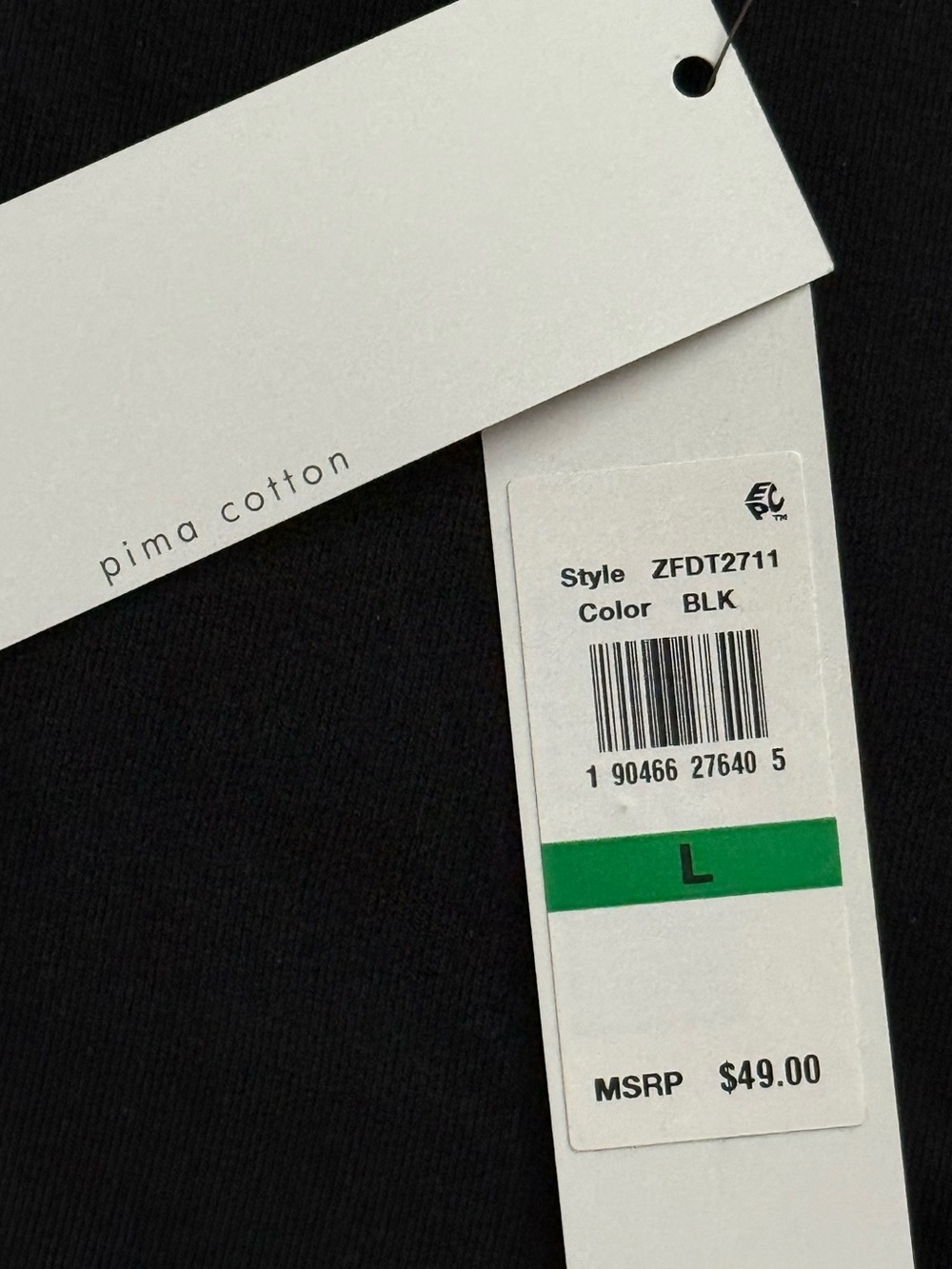 CALVIN KLEIN PERFORMANCE BLACK VNECK 3/4 SLEEVE PIMA COTTON TOP NWT - Picture 9 of 11